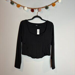 NWT Express Body Contour black long sleeve bustier corset top